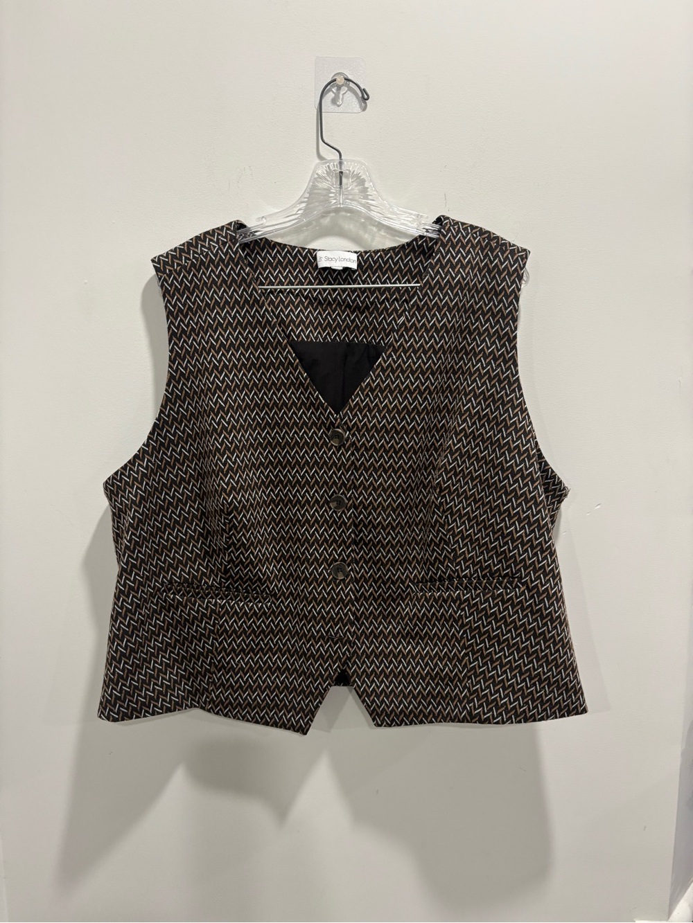 🧶Textured Black and Brown Sleeveless Stacy London - Picture 2 of 8